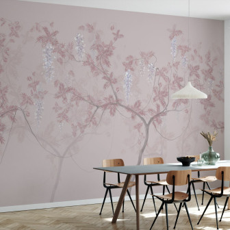 Fototapet cu design floral roz și albastru, Tree Waltz