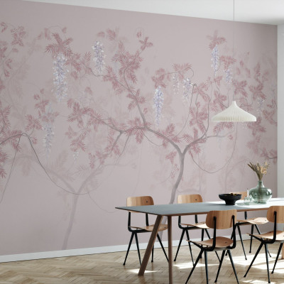 Fototapet cu design floral roz și albastru, Tree Waltz