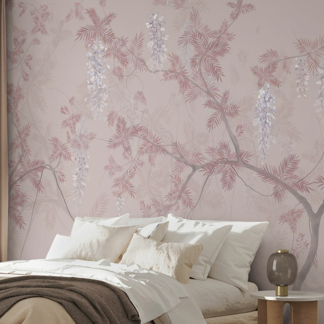 Fototapet cu design floral roz și albastru, Tree Waltz