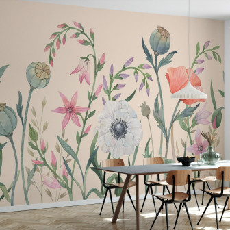 Fototapet floral cu design delicat și culori vibrante