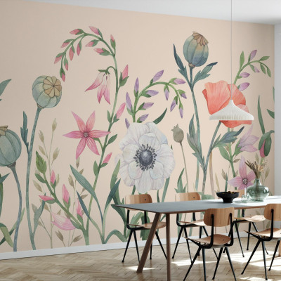 Fototapet floral cu design delicat și culori vibrante