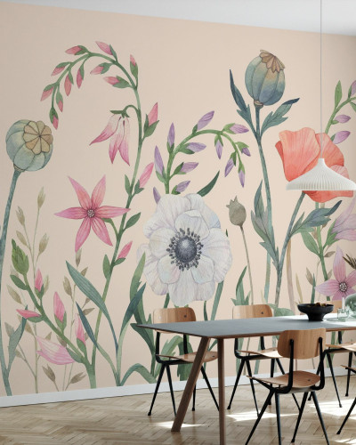 Fototapet floral cu design delicat și culori vibrante