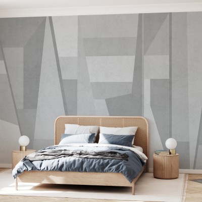 Tapet geometric gri Geometric Samba V, cu un design modern, perfect pentru dormitor, living sau hol.