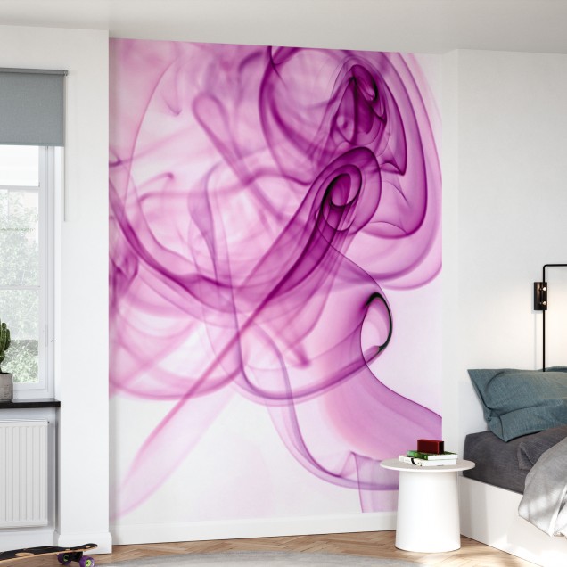 Tapet abstract cu fum roz, perfect pentru dormitor sau living.