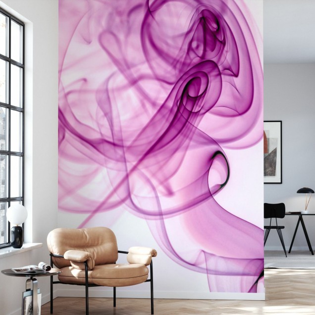 Tapet abstract cu fum roz, perfect pentru dormitor sau living.