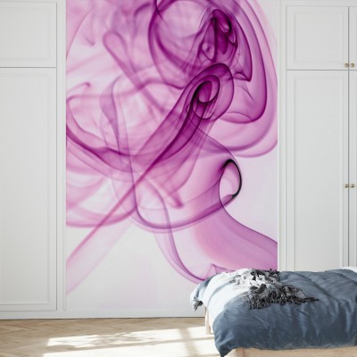Tapet abstract cu fum roz, perfect pentru dormitor sau living.