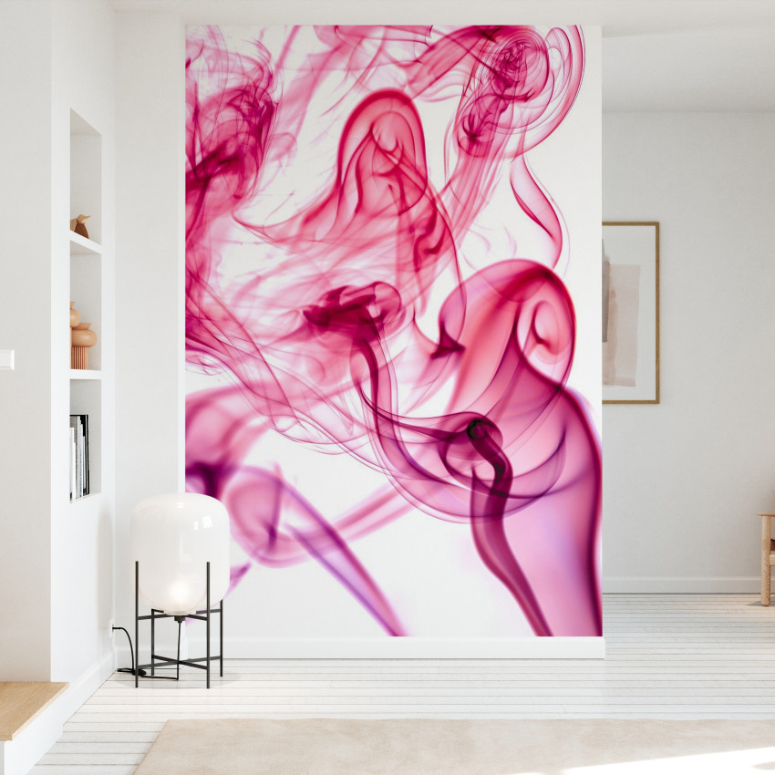 Tapet abstract cu fum roz, perfect pentru dormitor sau living.