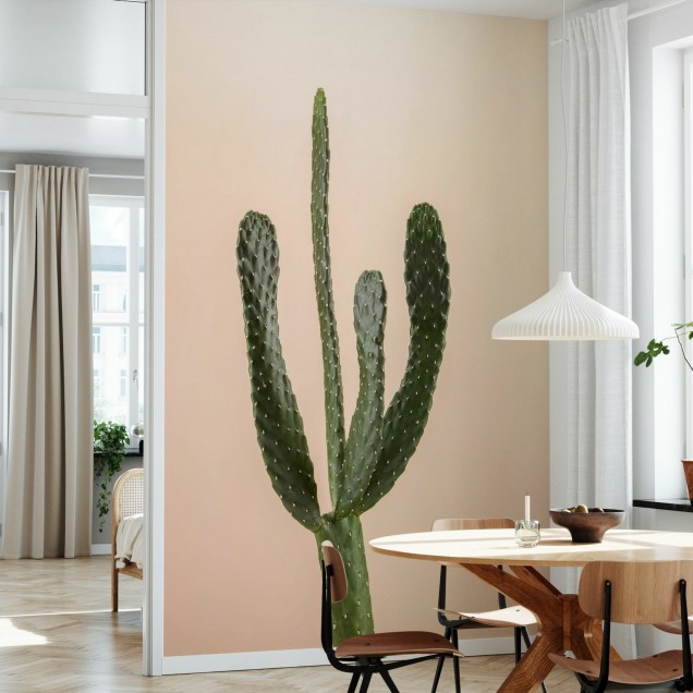 Tapet cu cactus pe fond bej