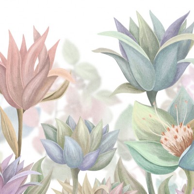 Fototapet cu flori pastelate, decoratiuni interioare, living