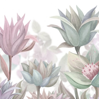 Fototapet floral cu design delicat într-o cameră de copii