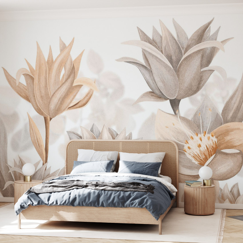 Fototapet cu flori pastelate, decoratiuni interioare, living