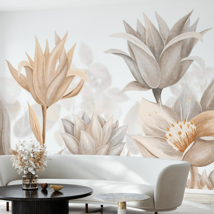 Fototapet cu flori pastelate, decoratiuni interioare, living