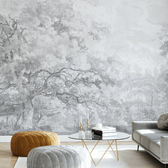 Fototapet cu design elegant în tonuri de gri