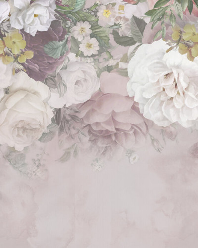 Tapet floral cu flori delicate în nuanțe pastelate