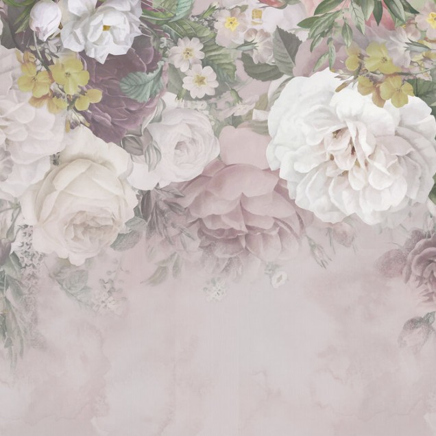 Tapet floral cu flori delicate în nuanțe pastelate