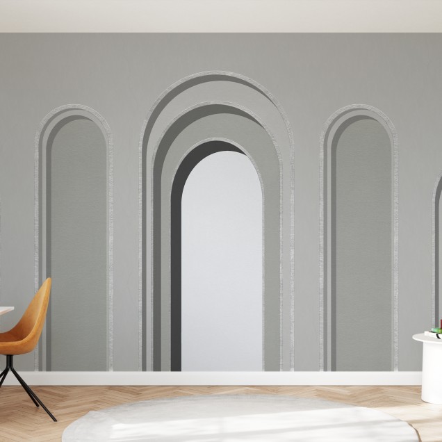 Tapet cu arcade gri, minimalist și elegant.