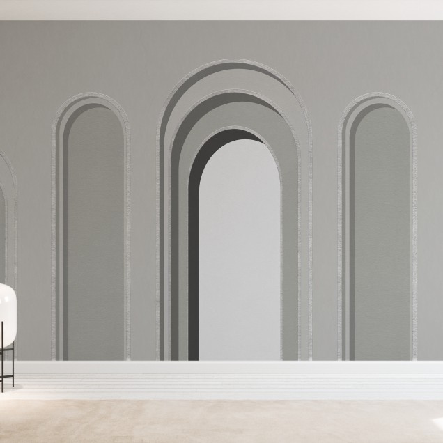 Tapet cu arcade gri, minimalist și elegant.