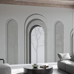 Fototapet Arch Adornment with Trees, Gray, Personalizat, Photowall