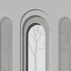Fototapet Arch Adornment with Trees, Gray, Personalizat, Photowall