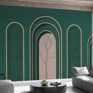 Fototapet Photowall PHW-e321586. Conține culorile: Verde, Verde Pin, Gri, Gri Mătase, Verde, Verde Stuf, Albastru, Albastru Oțel, Verde, Verde Pastel