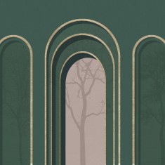 Fototapet Arch Adornment with Trees, Green, Personalizat, Photowall