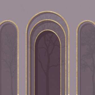Fototapet Arch Adornment with Trees, Violet, Photowall