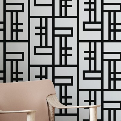 Tapet geometric gri și negru cu model modern