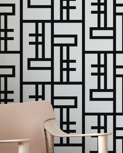 Tapet geometric gri și negru cu model modern