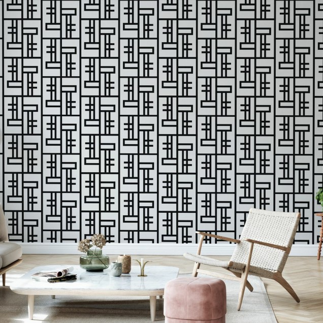 Tapet geometric gri și negru cu model modern