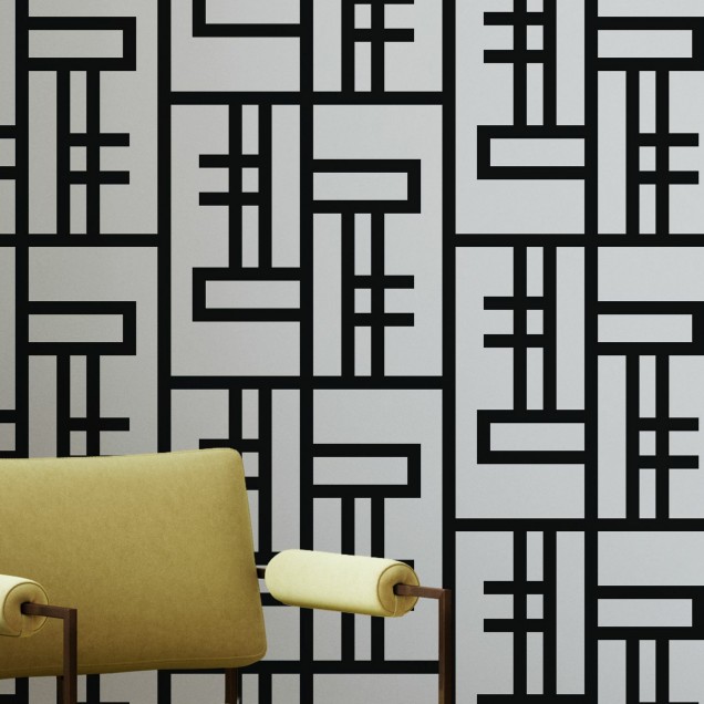 Tapet geometric gri și negru cu model modern