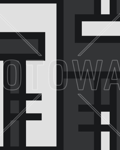 Tapet geometric modern Black Brick, Shifted, cu model abstract de culoare neagră.