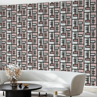 Pink Brick, Shifted, Photowall - tapet geometric cu linii curate, design modern si minimalist pentru a adauga un strop de eleganta in casa ta.