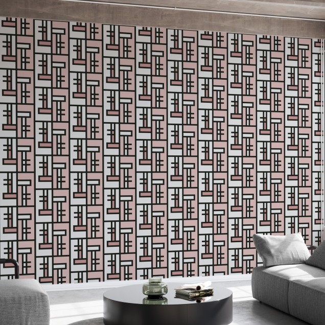 Pink Brick, Shifted, Photowall - tapet geometric cu linii curate, design modern si minimalist pentru a adauga un strop de eleganta in casa ta.