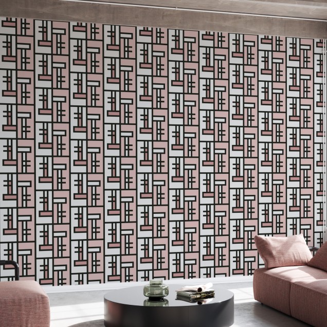 Pink Brick, Shifted, Photowall - tapet geometric cu linii curate, design modern si minimalist pentru a adauga un strop de eleganta in casa ta.