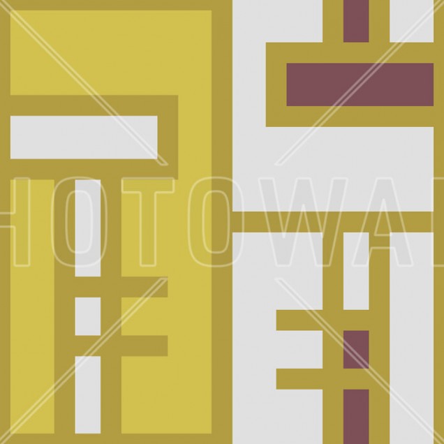 Yellow Brick, Shifted fototapet cu model geometric modern în culori galbene și maro, în decorul unui living