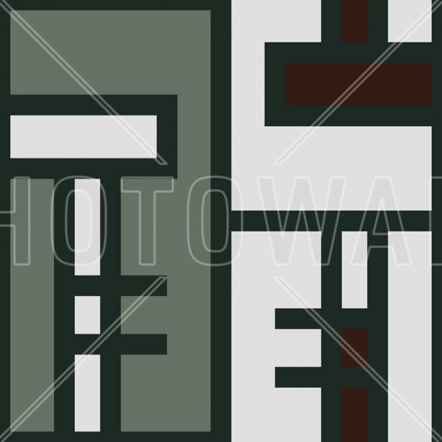Tapet Green Brick, Shifted cu model geometric în nuanțe de verde și maro.