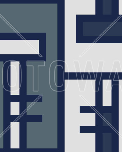Blue Brick, Shifted - Tapet cu design geometric abstract în nuanțe de albastru și gri