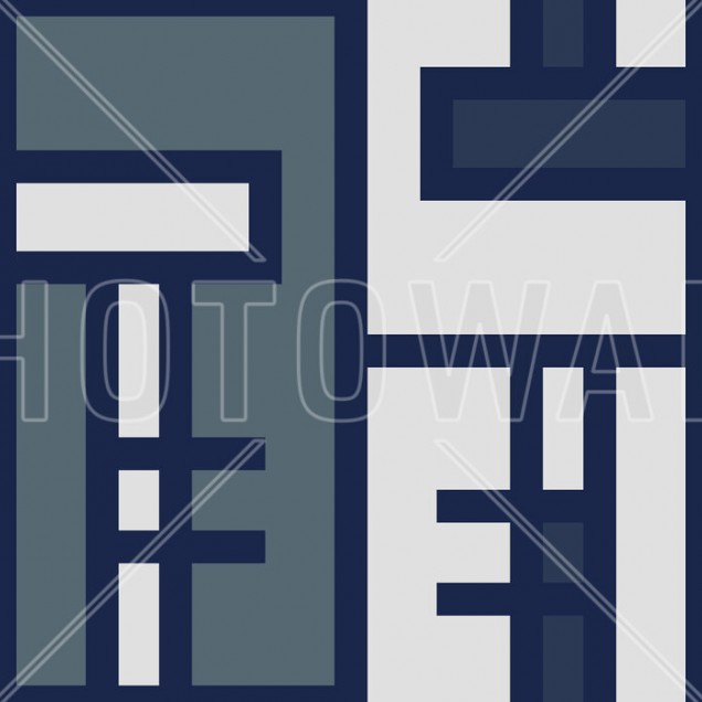 Blue Brick, Shifted - Tapet cu design geometric abstract în nuanțe de albastru și gri