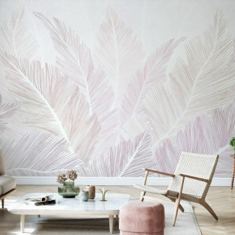 Fototapet cu frunze delicate, design interior elegant
