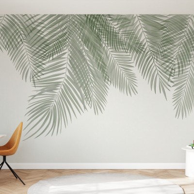 Fototapet Hanging Palm Leaves, Beige-Green, Personalizat, Photowall, Fototapet living 
