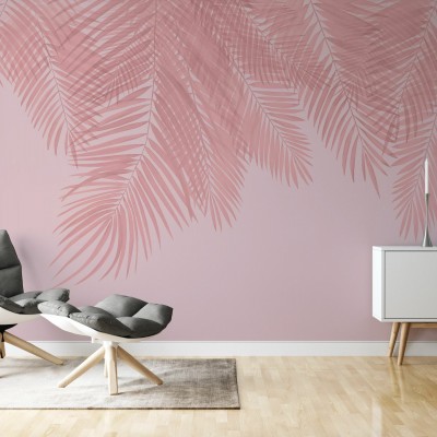 Fototapet Hanging Palm Leaves, Pink, Personalizat, Photowall, Fototapet living 