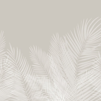 Swaying Palm Leaves - Beige-White, Photowall