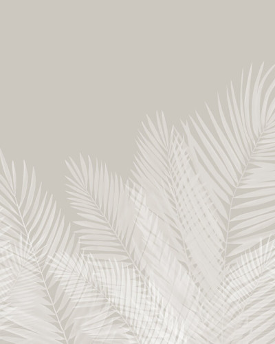 Swaying Palm Leaves - Beige-White, Photowall
