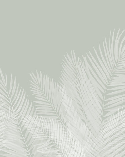 Swaying Palm Leaves - Green-White, Photowall