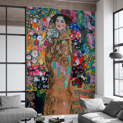 Fototapet cu portret artistic Maria Munk într-un living modern