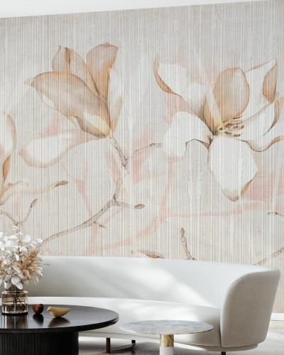 Fototapet floral cu magnolii într-un interior modern