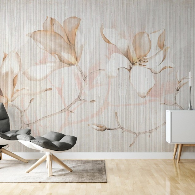 Fototapet floral cu magnolii într-un interior modern