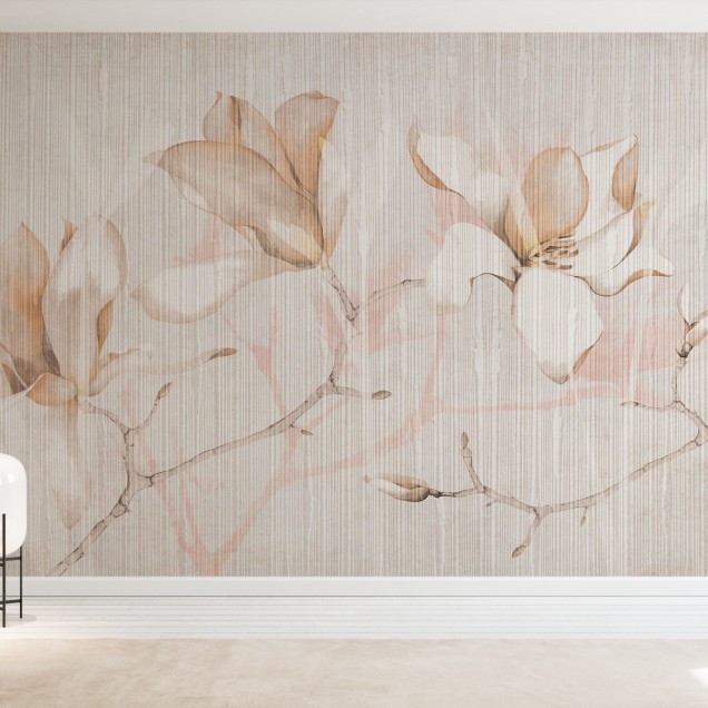 Fototapet floral cu magnolii într-un interior modern