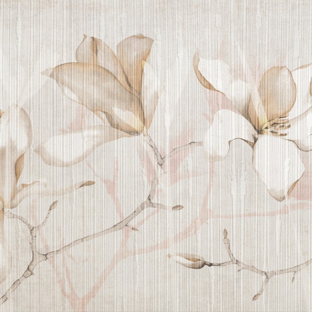 Fototapet floral cu magnolii într-un interior modern