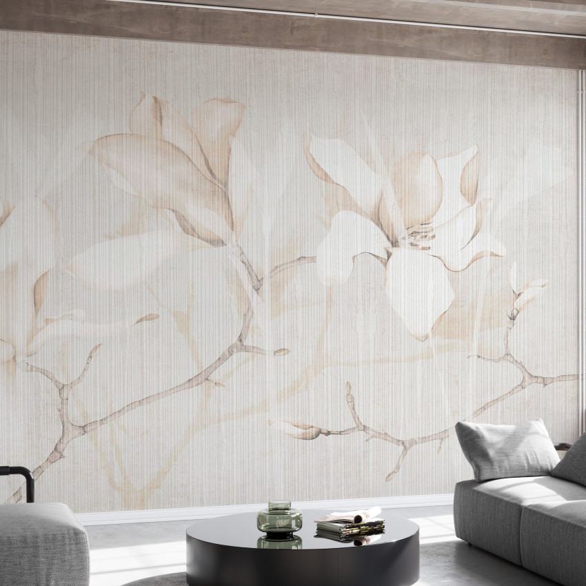 Fototapet floral cu magnolii într-un interior modern